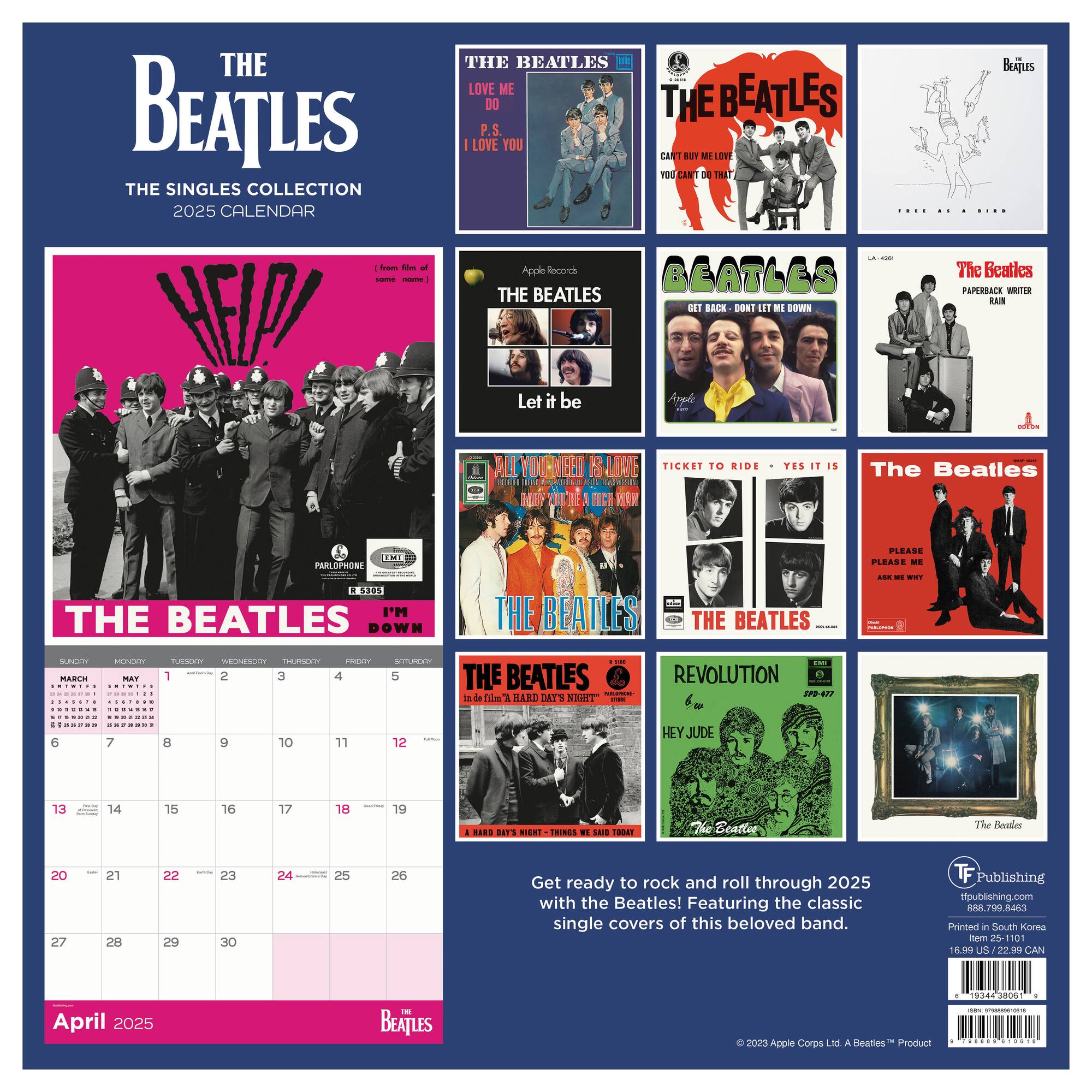 TF Publishing 2025 The Beatles: Albums & Artwork Wall Calendar